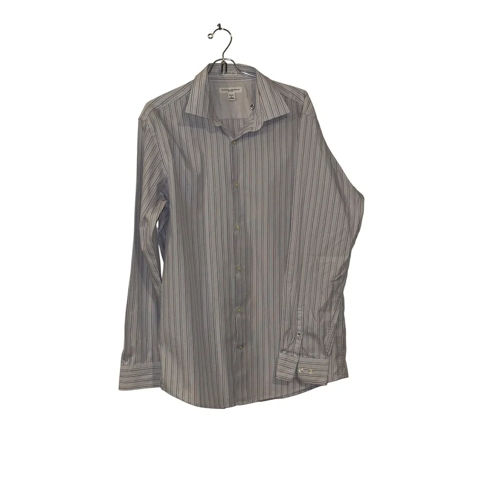 Banana Republic Mens Fitted Striped Button Down Shirt Blue Purple Large L SU07